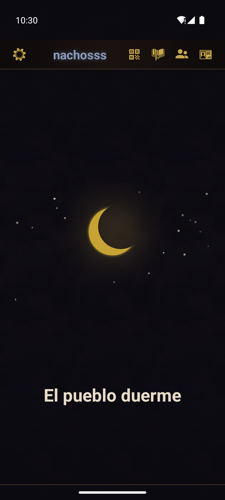 La pantalla del pueblo dormido que se muestra mientras el narrador dirige la noche