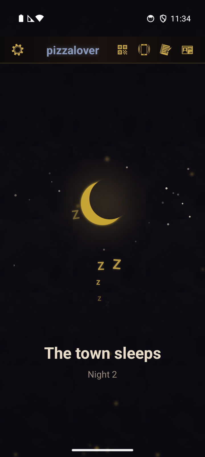 The sleeping-town screen shown while the narrator runs the night